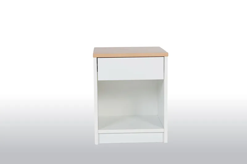 Nachttisch, Nachtschrank, Beistelltisch, Nachtkommode mit Schublade Weiß Matt