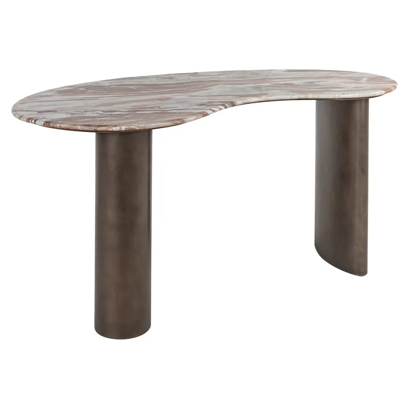 Schreibtisch halbrund Marmor, Schreibtisch Marmor-Metall, Länge 160 cm