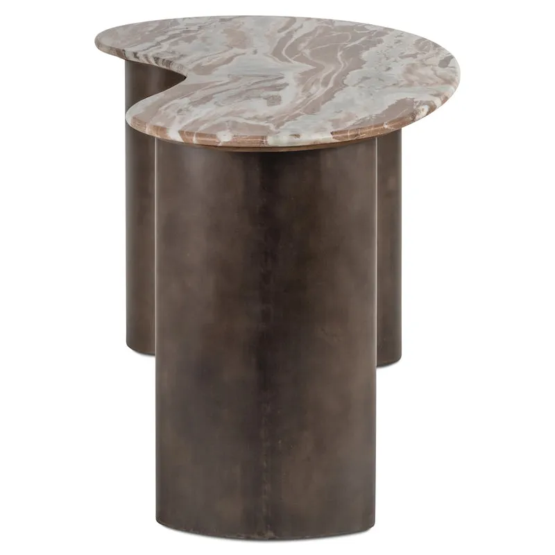 Schreibtisch halbrund Marmor, Schreibtisch Marmor-Metall, Länge 160 cm