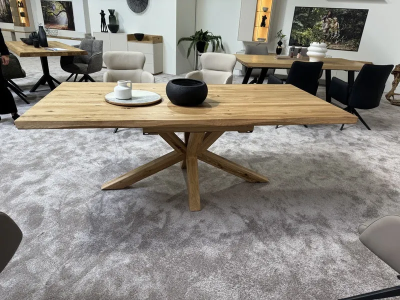 Esstisch ausziehbar Eiche massiv, Tisch ausziehbar Eiche,, ausziehbarer Tisch Eiche, Länge 200-280 cm (Tischgestell Eiche massiv)