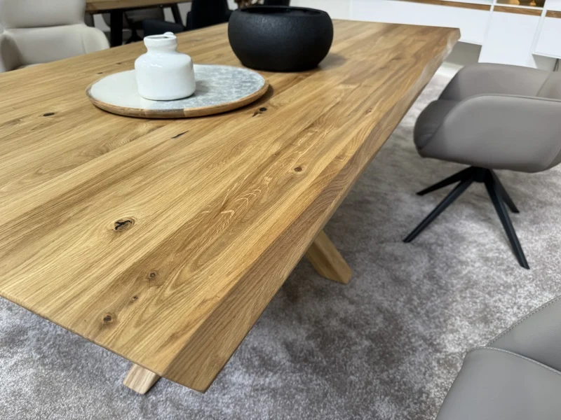 Esstisch ausziehbar Eiche massiv, Tisch ausziehbar Eiche,, ausziehbarer Tisch Eiche, Länge 180-260 cm (Tischgestell Eiche massiv)