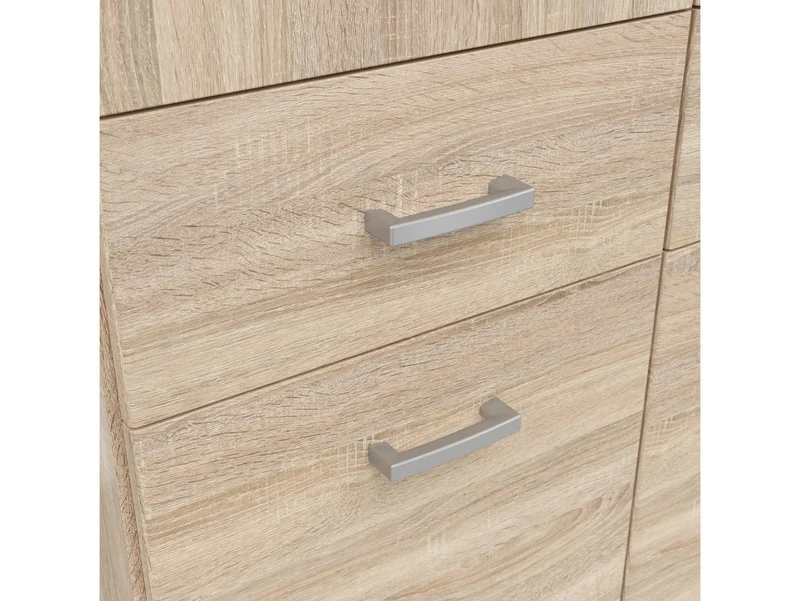 Brando 3 Wardrobe 136×199×58 cm – 3 Doors, Mirror, 2 Hanging Rails, 6 Drawers & Shelves | Sonoma Oak