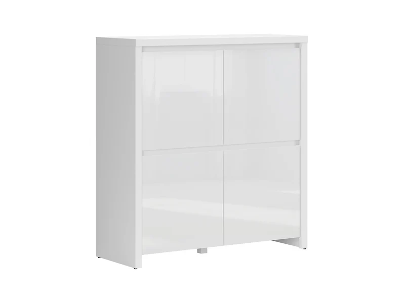 Larios 4-Door Cabinet 105×112×40 cm – Handleless Routed Fronts, White Matt & Gloss | Bedroom & Living Room
