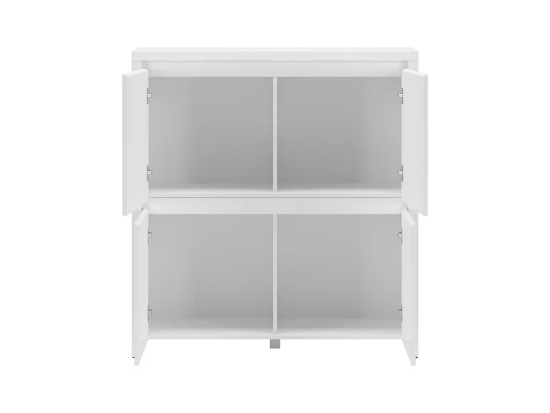 Larios 4-Door Cabinet 105×112×40 cm – Handleless Routed Fronts, White Matt & Gloss | Bedroom & Living Room