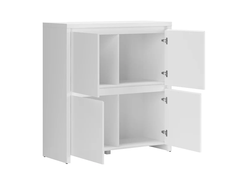 Larios 4-Door Cabinet 105×112×40 cm – Handleless Routed Fronts, White Matt & Gloss | Bedroom & Living Room