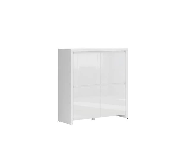 Larios 4-Door Cabinet 105×112×40 cm – Handleless Routed Fronts, White Matt & Gloss | Bedroom & Living Room