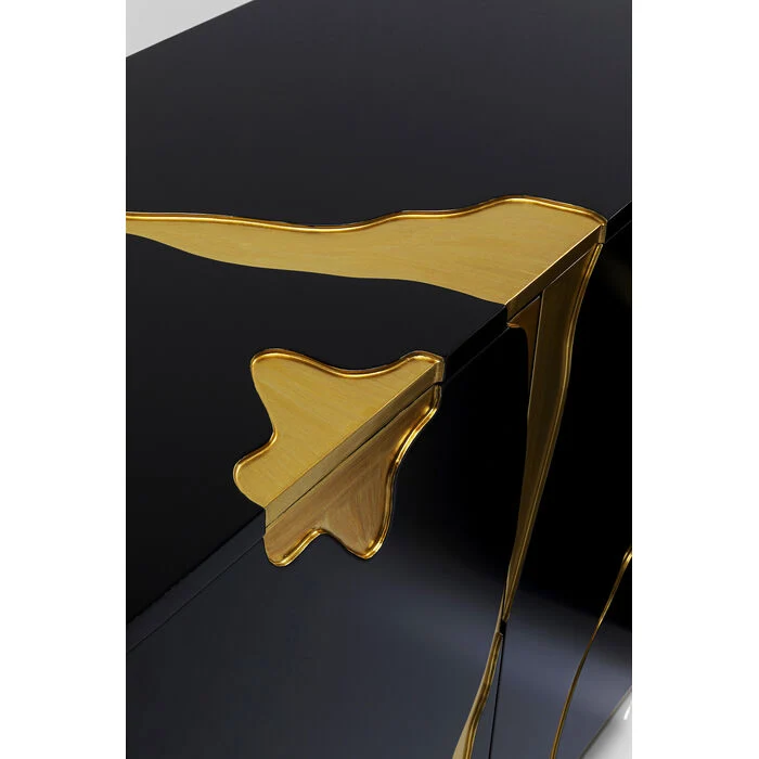 Sideboard schwarz-Gold, Anrichte Gold-schwarz, Breite 165 cm