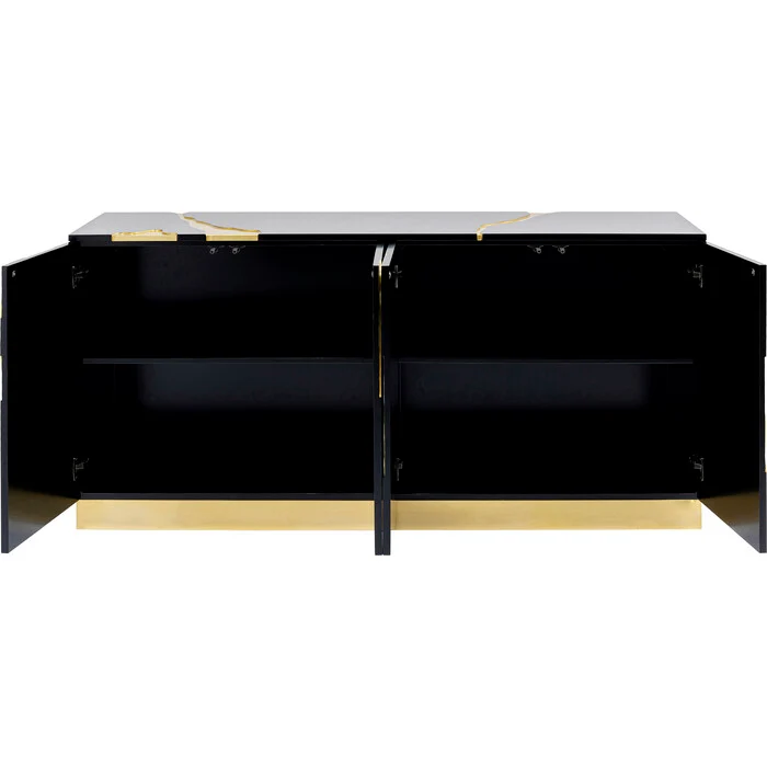 Sideboard schwarz-Gold, Anrichte Gold-schwarz, Breite 165 cm