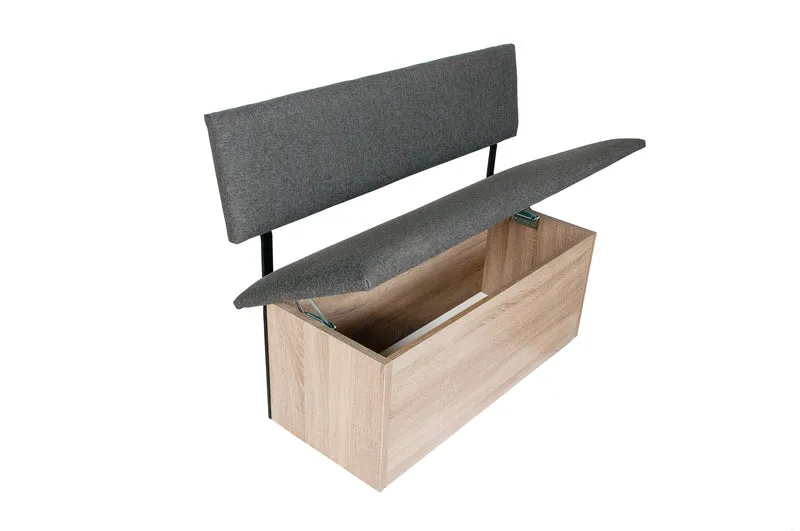 Sitzbank 'Das Raumwunder', 125cm mit Lehne, Stoff Grau