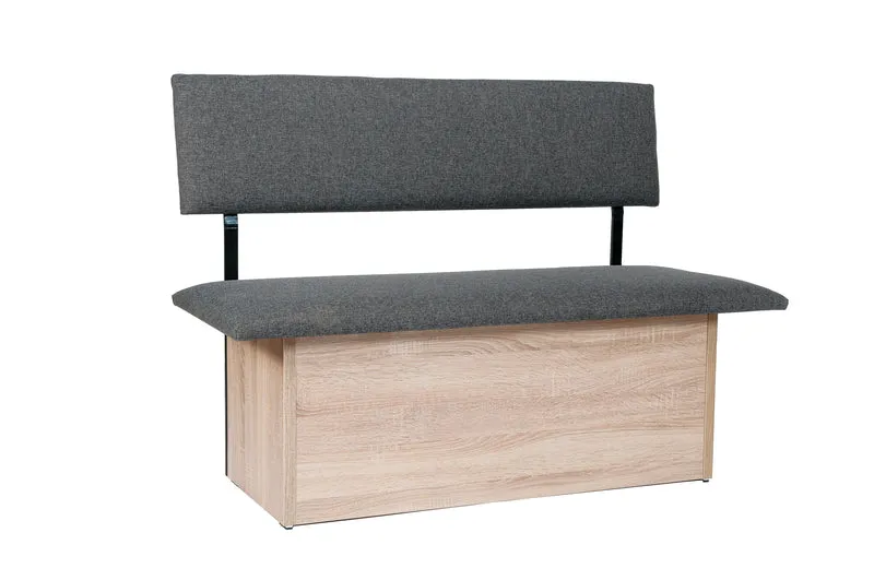 Sitzbank 'Das Raumwunder', 125cm mit Lehne, Stoff Grau