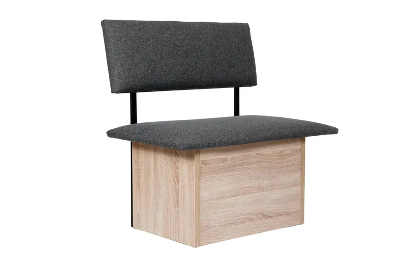 Sitzbank 'Das Raumwunder', 85cm mit Lehne, Stoff Grau