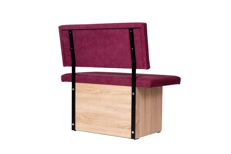 Sitzbank 'Das Raumwunder', 85cm mit Lehne, Stoff Bordeaux