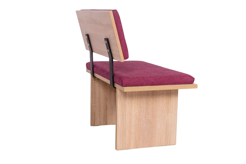 Sitzbank 'Die Stilvolle', 85 cm mit Lehne, Stoff Bordeaux