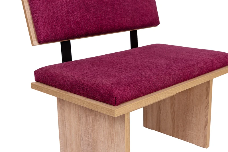Sitzbank 'Die Stilvolle', 85 cm mit Lehne, Stoff Bordeaux