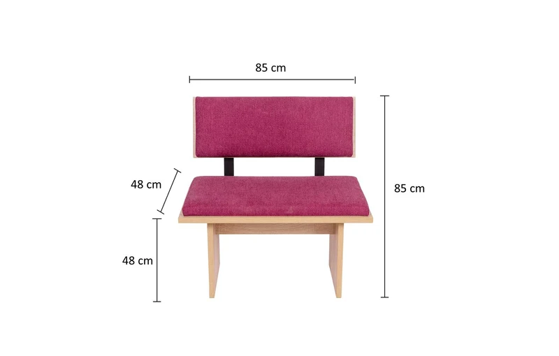 Sitzbank 'Die Stilvolle', 85 cm mit Lehne, Stoff Bordeaux