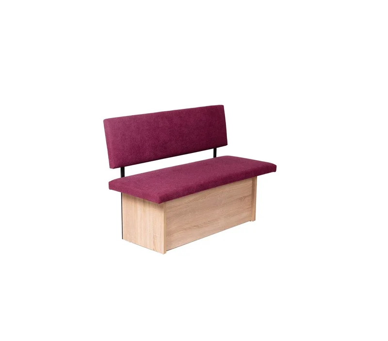 Sitzbank 'Das Raumwunder', 125cm mit Lehne, Stoff Bordeaux