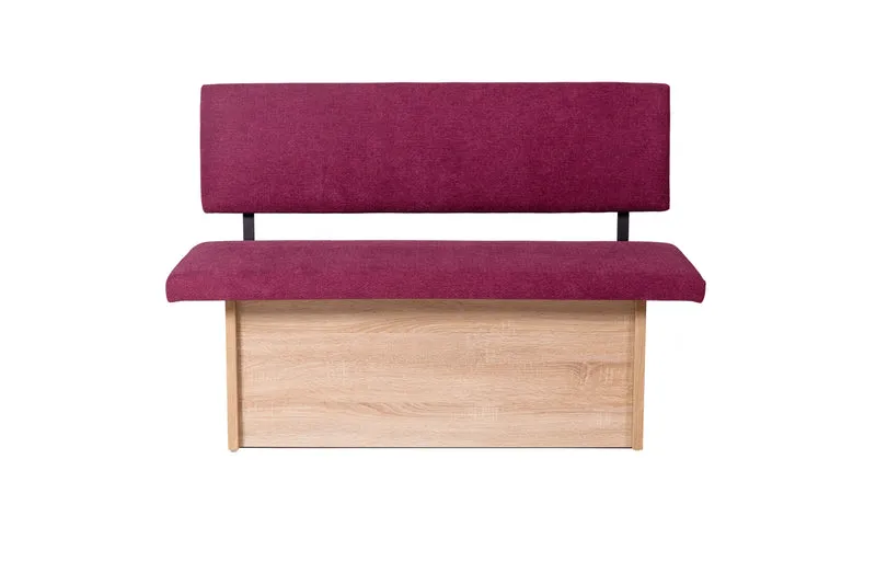 Sitzbank 'Das Raumwunder', 125cm mit Lehne, Stoff Bordeaux