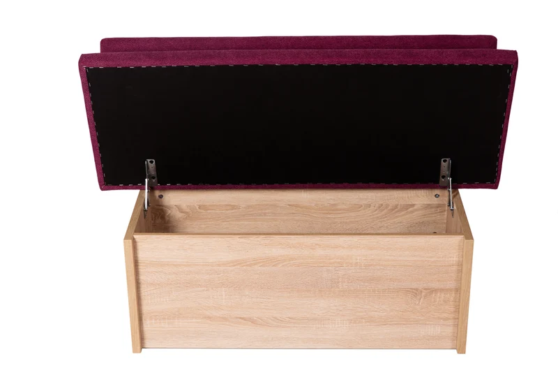 Sitzbank 'Das Raumwunder', 125cm mit Lehne, Stoff Bordeaux