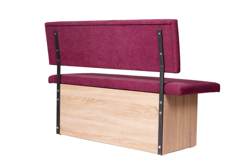 Sitzbank 'Das Raumwunder', 125cm mit Lehne, Stoff Bordeaux