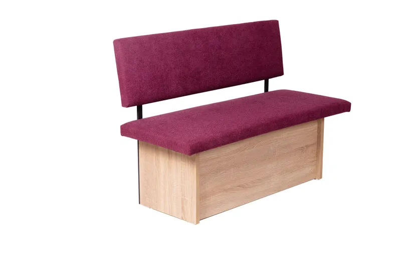 Sitzbank 'Das Raumwunder', 125cm mit Lehne, Stoff Bordeaux