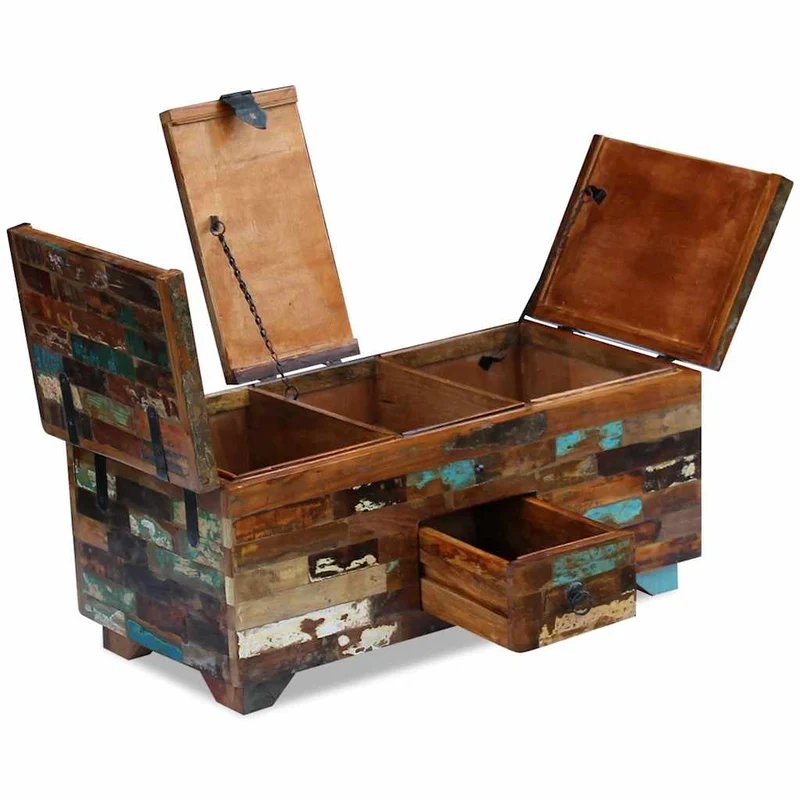 Couchtisch Truhe Altholz Massiv 80x40x35 cm