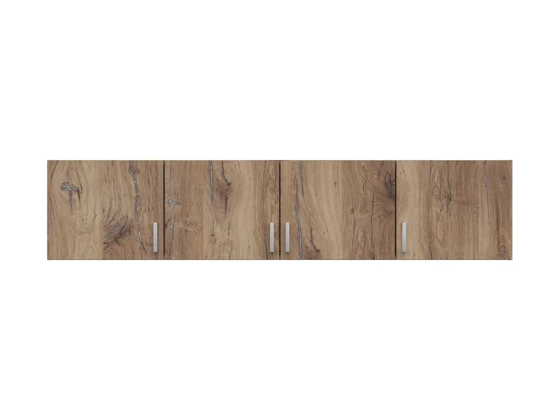 Brando 4 Wardrobe Top Unit 181×39×54 cm – 4 Doors, Ergonomic Handles | Dark Flagstaff Oak & Textile