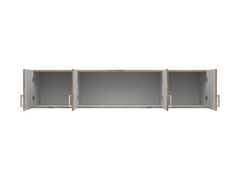 Brando 4 Wardrobe Top Unit 181×39×54 cm – 4 Doors, Ergonomic Handles | Dark Flagstaff Oak & Textile