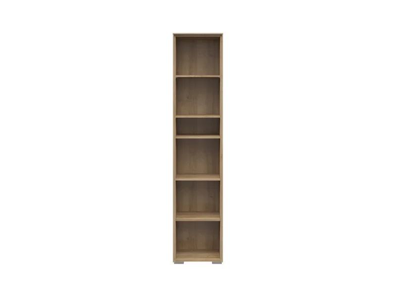 Nevada Open Bookcase 43×199 cm – 5 Shelves, Slim Profile | Riviera Oak