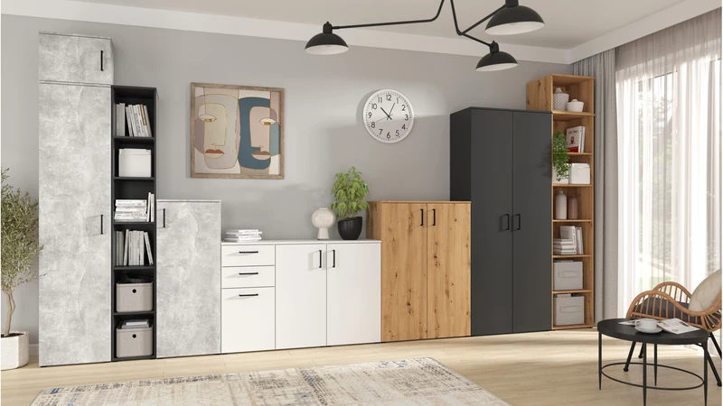MultiDo Shelving Unit with Doors 80×195 cm – Modular Storage | Light Atelier