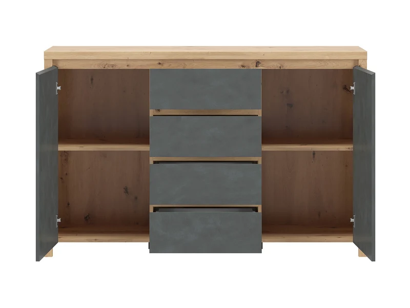 Larios Chest of Drawers 143×91 cm – 4 Drawers, 2 Doors, Handleless | Artisan Oak & Matera