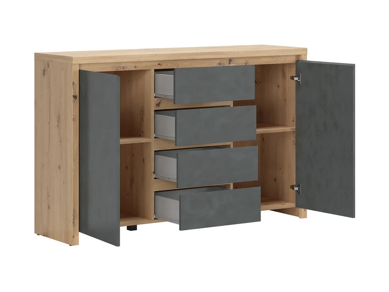 Larios Chest of Drawers 143×91 cm – 4 Drawers, 2 Doors, Handleless | Artisan Oak & Matera