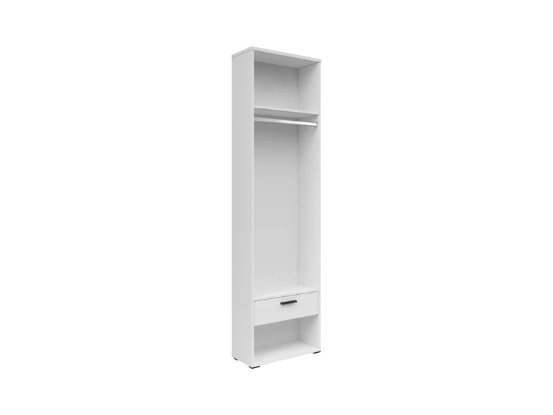 Homeland Open Wardrobe Unit 56×215 cm – Hanging Rail, 2 Shelves & Soft-Close Drawer | White