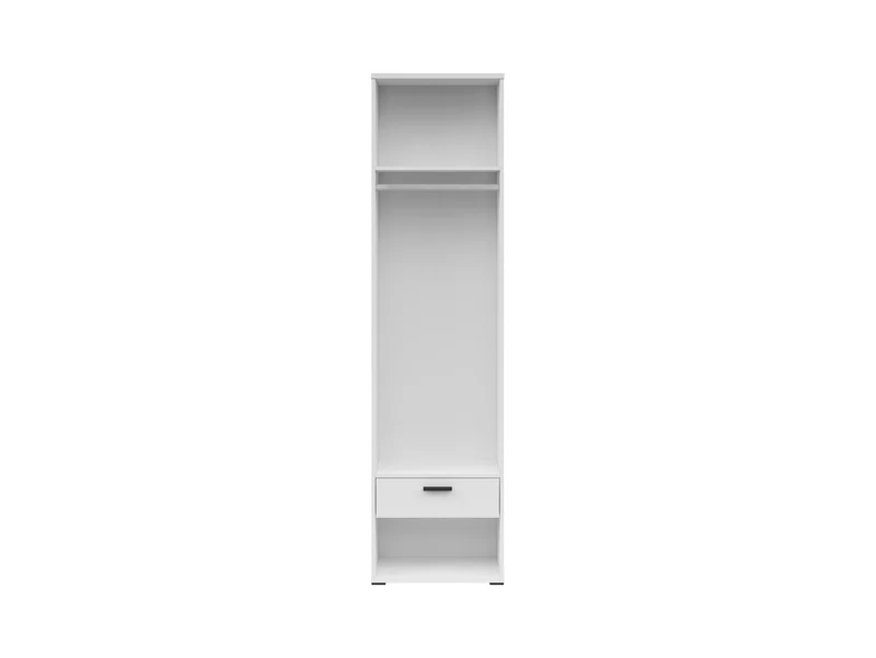 Homeland Open Wardrobe Unit 56×215 cm – Hanging Rail, 2 Shelves & Soft-Close Drawer | White