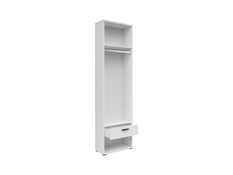 Homeland Open Wardrobe Unit 56×215 cm – Hanging Rail, 2 Shelves & Soft-Close Drawer | White