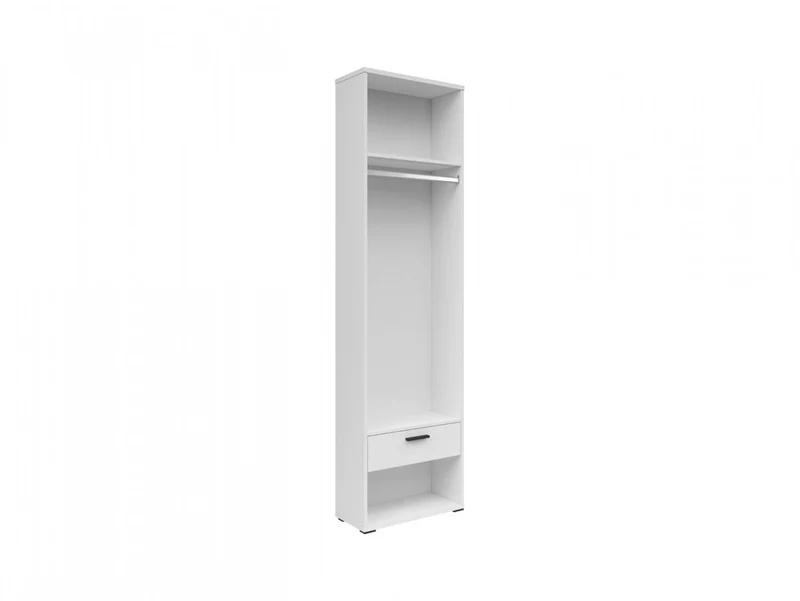 Homeland Open Wardrobe Unit 56×215 cm – Hanging Rail, 2 Shelves & Soft-Close Drawer | White