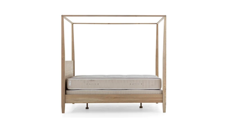 Bett Eiche-Natur Landhausstil, Himmelbett Eiche Landhaus, Breite 160 cm