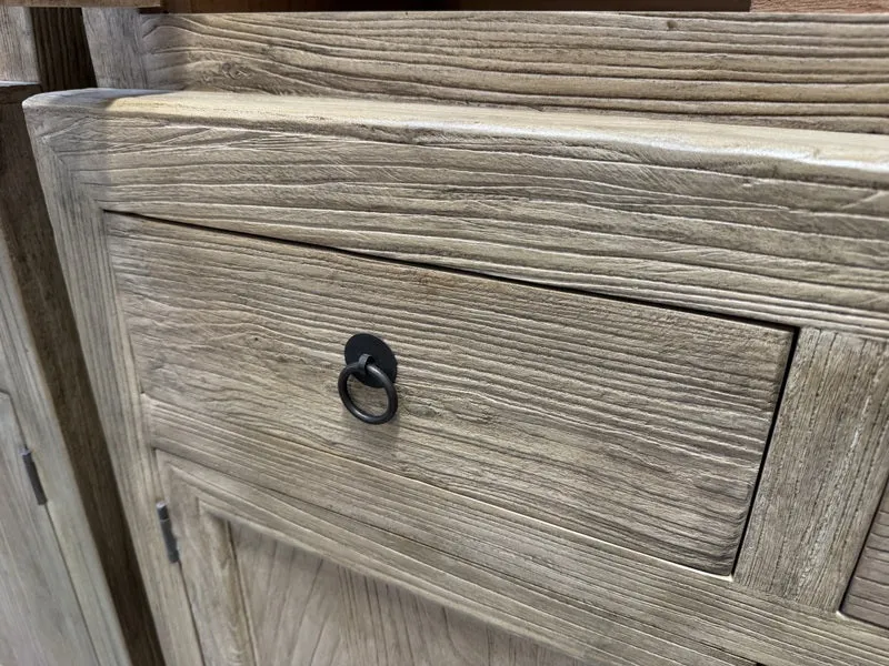 Vitrine Naturholz, Geschirrschrank Altholz, Vitrinenschrank Altholz, Breite 80 cm