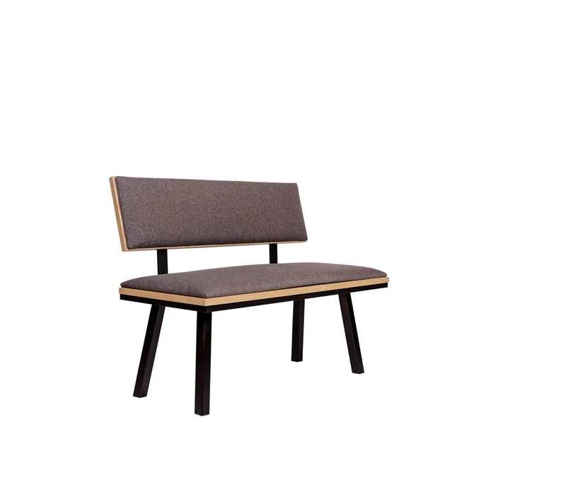 Sitzbank 'Die Elegante', 125 cm mit Lehne, Stoff Grau