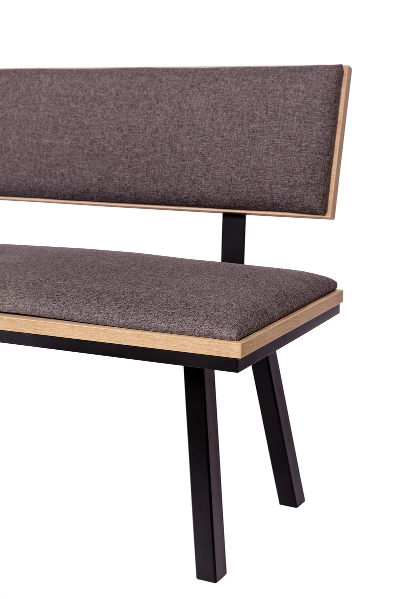 Sitzbank 'Die Elegante', 125 cm mit Lehne, Stoff Grau