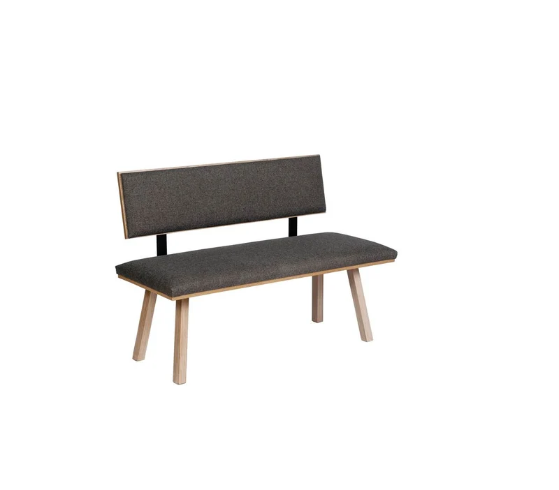 Sitzbank 'Die Klassische', 125 cm mit Lehne, Stoff Grau