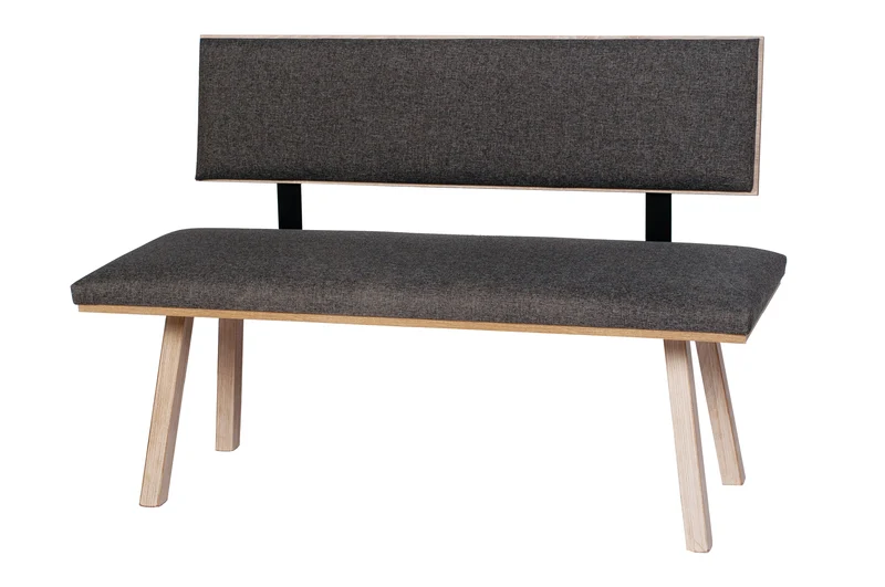 Sitzbank 'Die Klassische', 125 cm mit Lehne, Stoff Grau