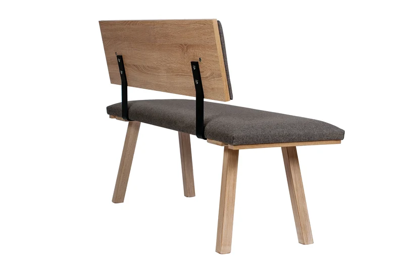 Sitzbank 'Die Klassische', 125 cm mit Lehne, Stoff Grau