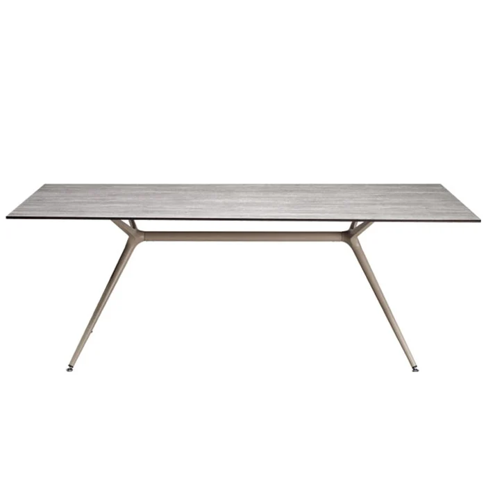 Design Tisch taupe, Bürotisch taupe, Länge 210 cm