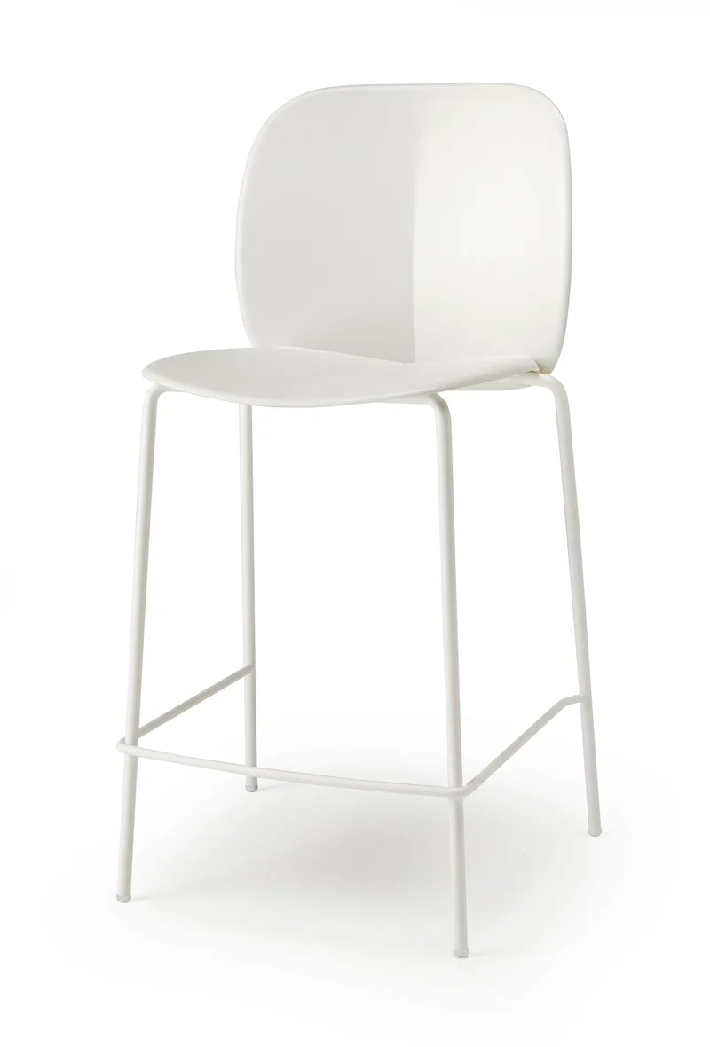 Barstuhl weiß, Design Barstuhl weiß Metall-Gestell, Sitzhöhe 65 cm