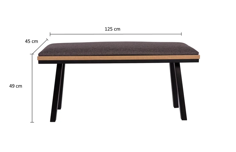 Sitzbank 'Die Elegante', 125cm, Stoff Grau
