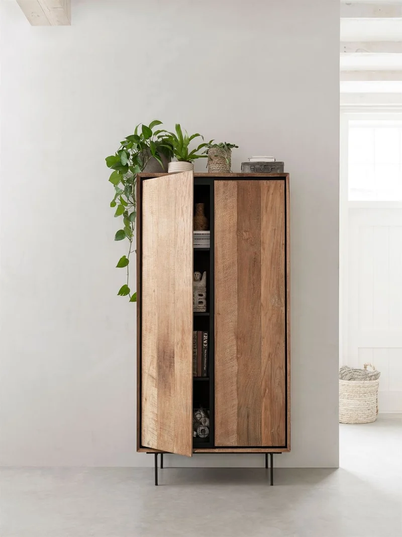 Aktenschrank Holz Teak, Schrank Holz Teak, Kleiderschrank Holz, Breite 90 cm