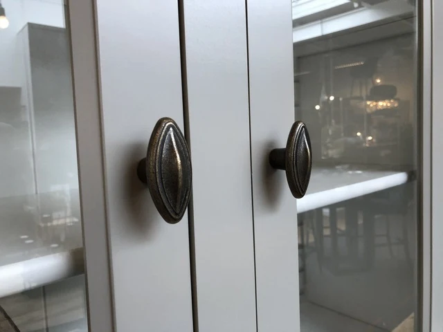 Vitrine grau, Geschirrschrank grau Landhausstil, Vitrine grau Landhaus, Breite 126 cm