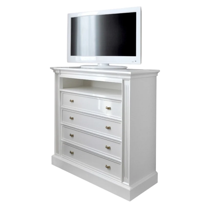 Kommode weiß Landhausstil, Kommode mit vier Schubladen Landhaus, Breite 90 cm