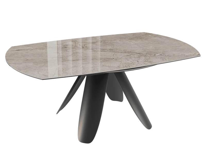 Esstisch taupe rund Keramik, Tisch rund Keramik ausziehbar, Esstisch rund Marmoroptik, Durchmesser 190 cm