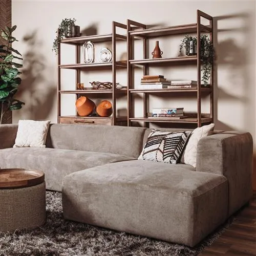 Wandregal Farbe Walnuss , Bücherregal Holz massiv, Regal Massivholz, Breite 90 cm